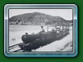 1918: 'Prince Edward of Wales' at Ferry terminus, with Bassett-Lowke glass screen coaches, from book 'Short History of the Fairbourne Railway', Bill Hyde collection