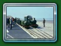 'Sian' and Canteen in loop at the Ferry pass 'Count Louis' and train in the paltform road, during Sian's May 1964 proving trials, notice the newly created platforms and defined bay for the Canteen (c) John C. Fletcher
